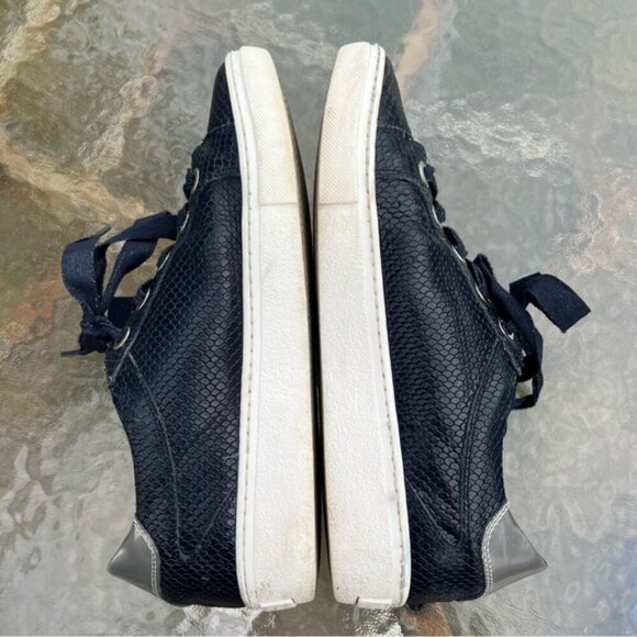 Ron White Olwyn Snakeskin Reptile Lizard Embossed Navy Sneakers - Picture 5 of 14